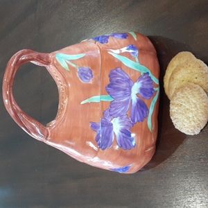 Cookie Jar Ceramic with Purple Irises